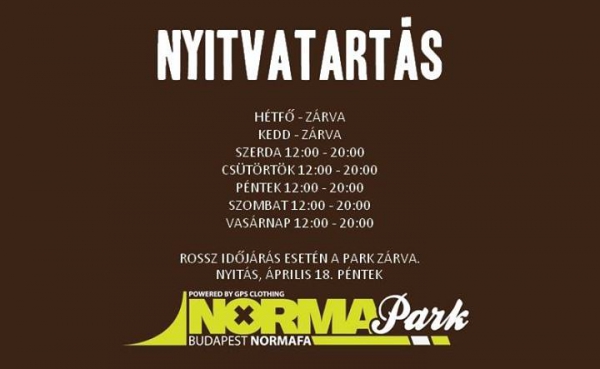Normapark nyitvatartás